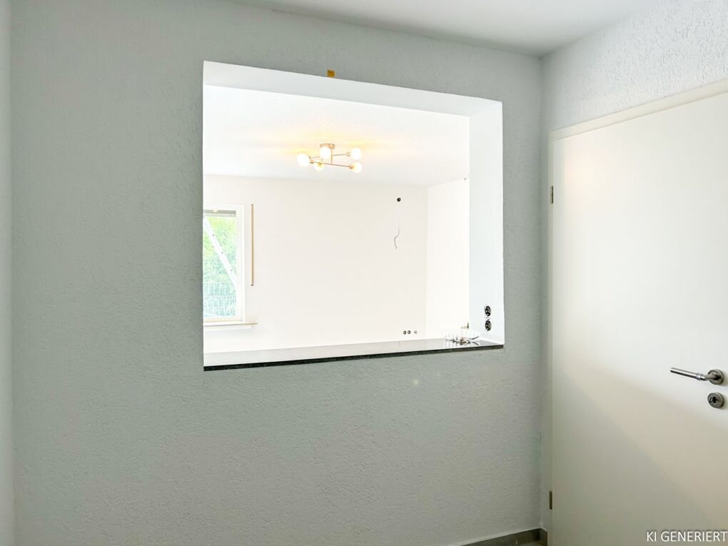 Küche mit Durchreiche zum Wohnbereich