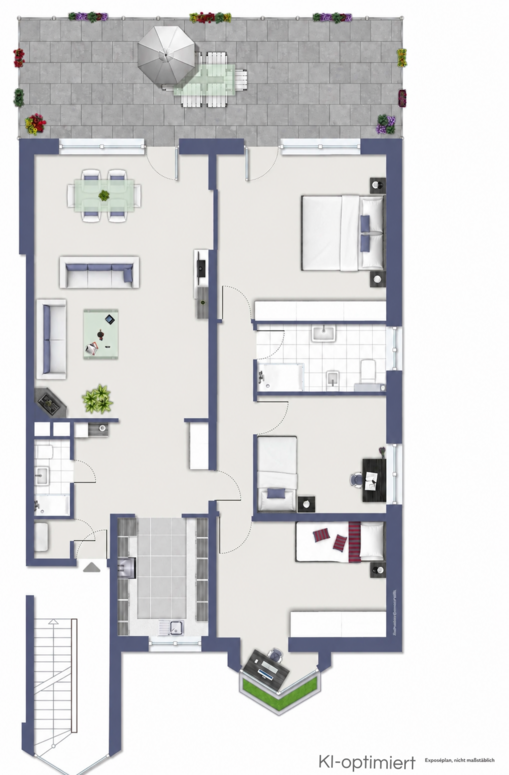 Grundriss 3 Schlafzimmer