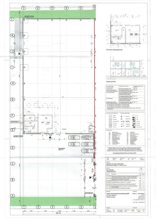 Grundriss Option mit Büro und Sozialräumen innerhalb der Halle